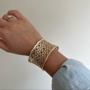Candice Gold Cuff Bracelet in Gold Filigree Mix